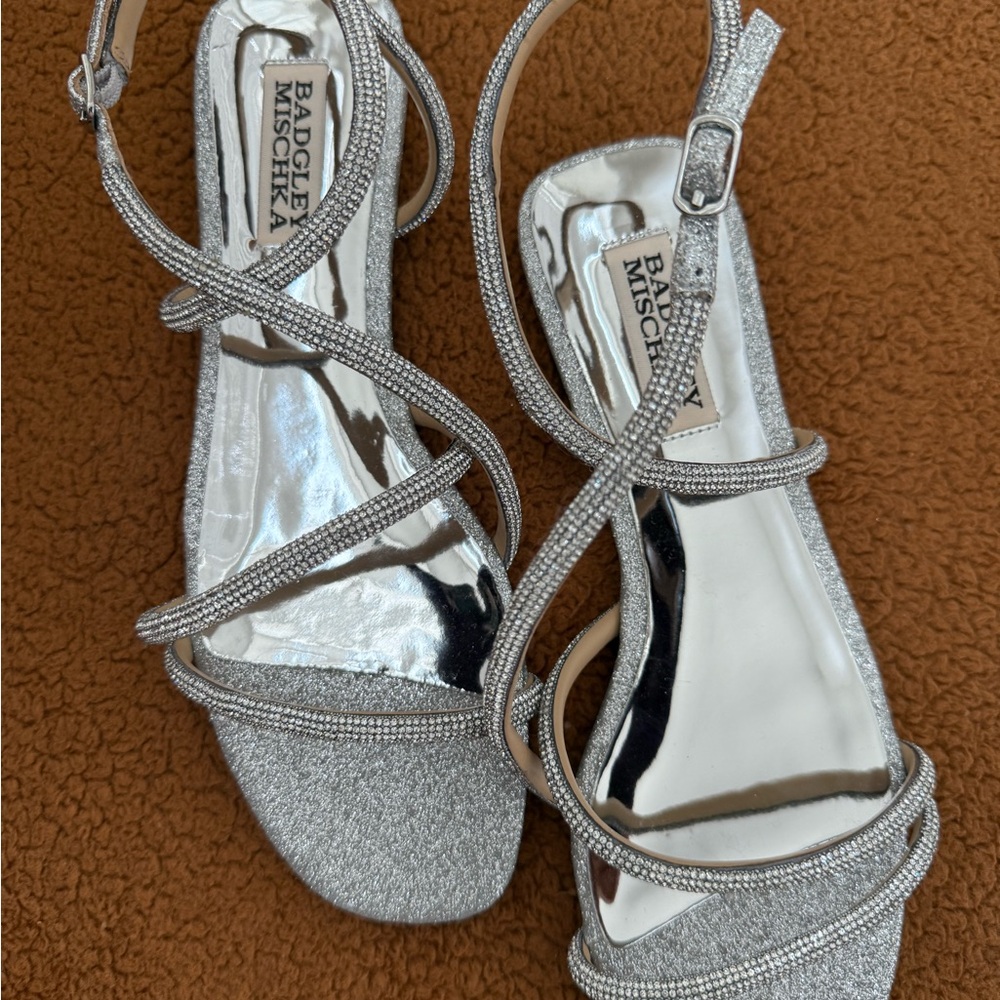 Badgley Mischka Glittering Silver flats